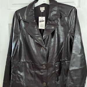 a new day Faux Leather Jacket Chocolate Brown
